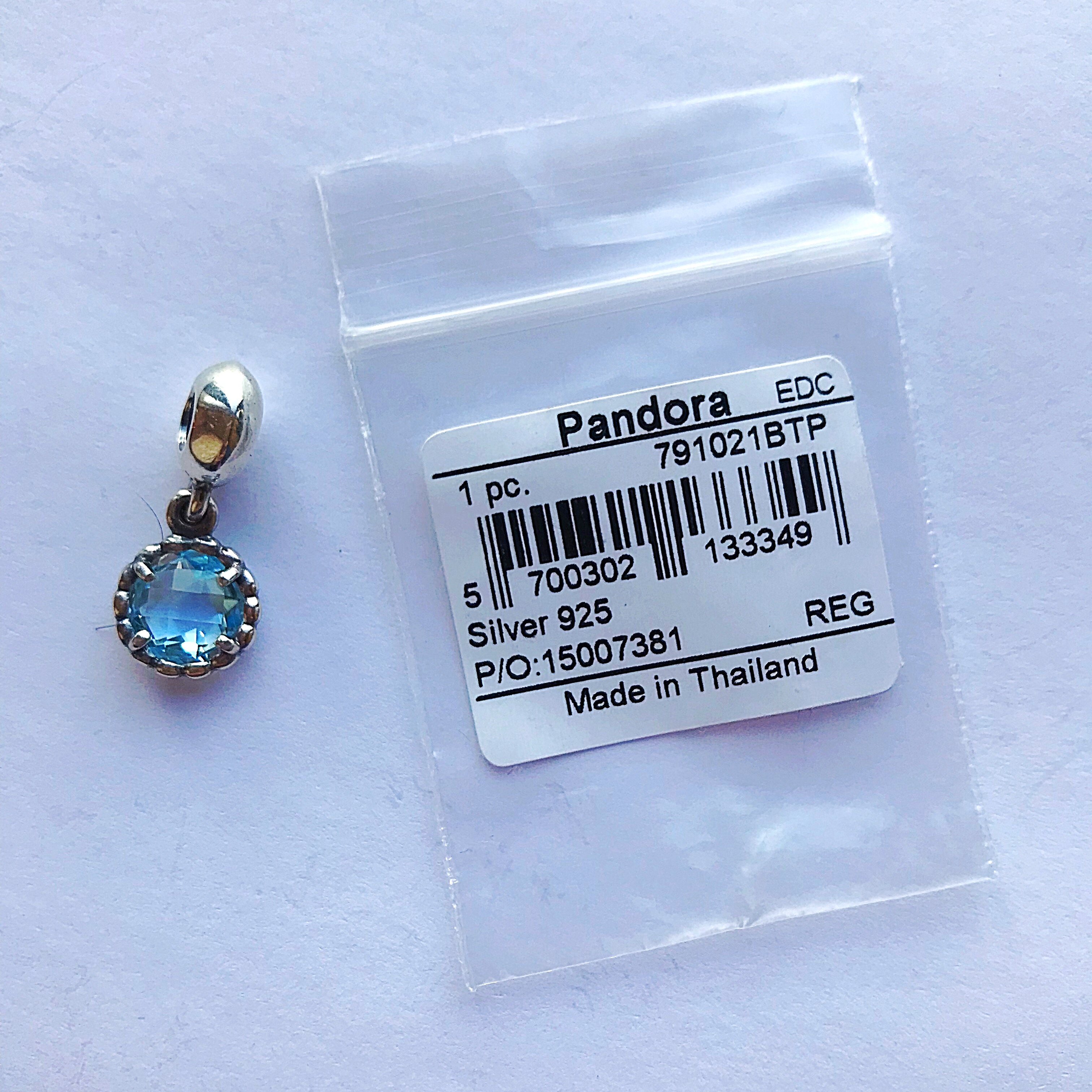 Підвіс Блакитна крапля 791021BTP Pandora image 0